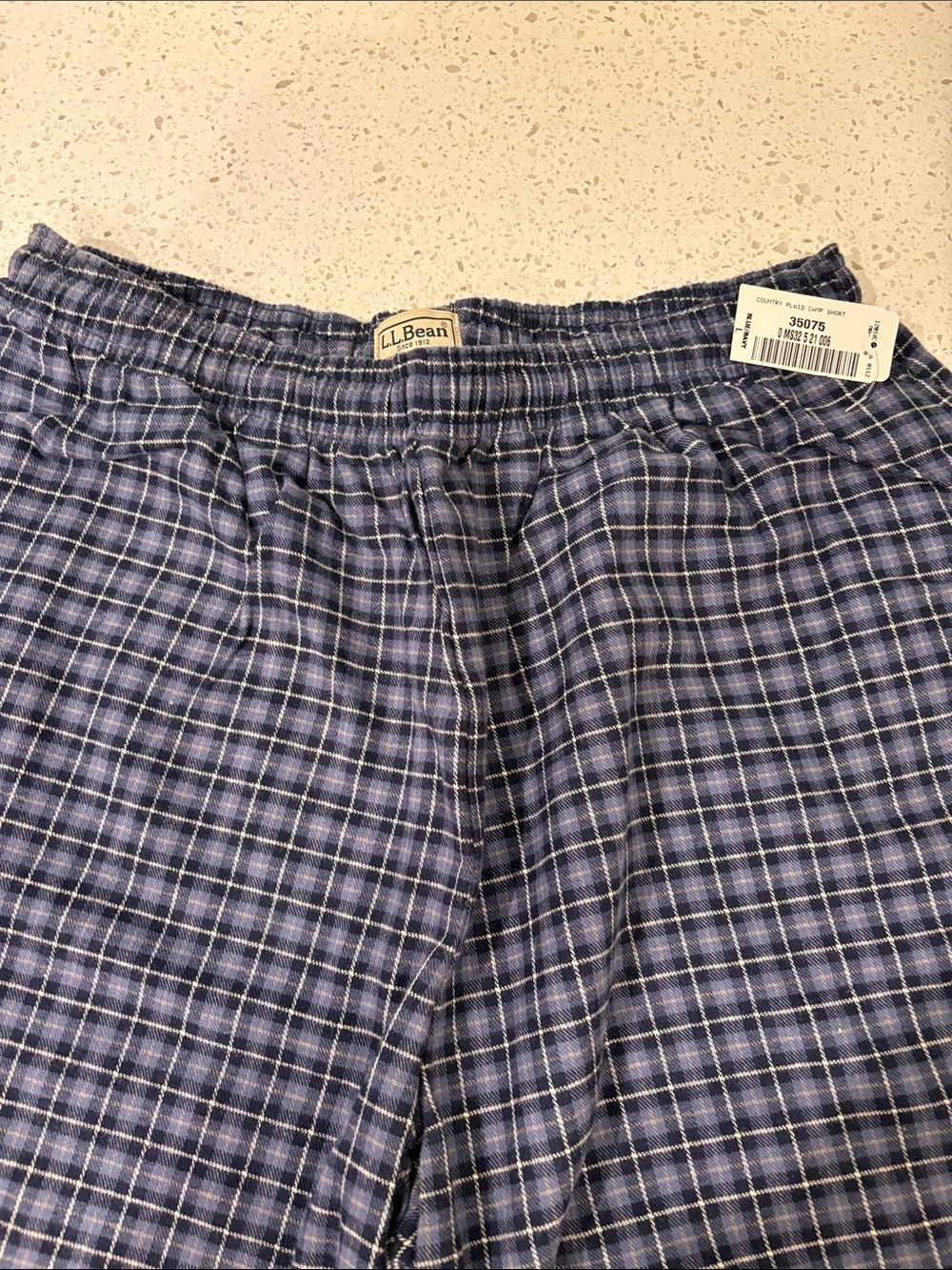 L.L. Bean Men’s Navy and White Plaid Lounge Pants